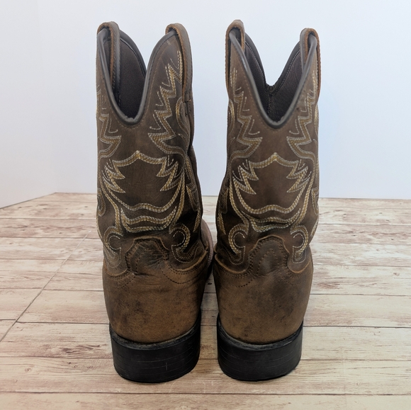 Cowboy Western Square Toe Brown Leather Boots EUC Men's Size 8 Survivors Brand - Picture 6 of 14